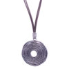 Colgante Mujer con Colgante Espiral Reversible Plata Vieja y Cuero
