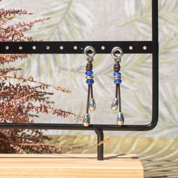 IMG_7250 Pendientes de Cuero y Zamak Bañado en Plata