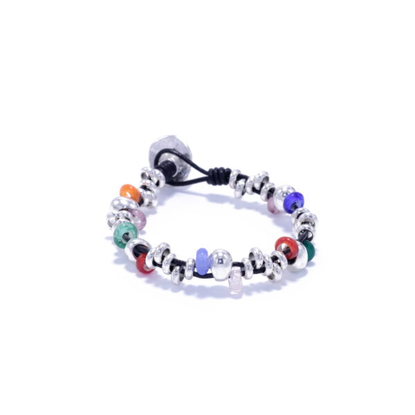 Pulsera de Cuero Marrón con Cristales Checos para Mujer