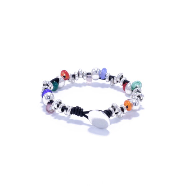 Pulsera de Cuero Marrón con Cristales Checos para Mujer
