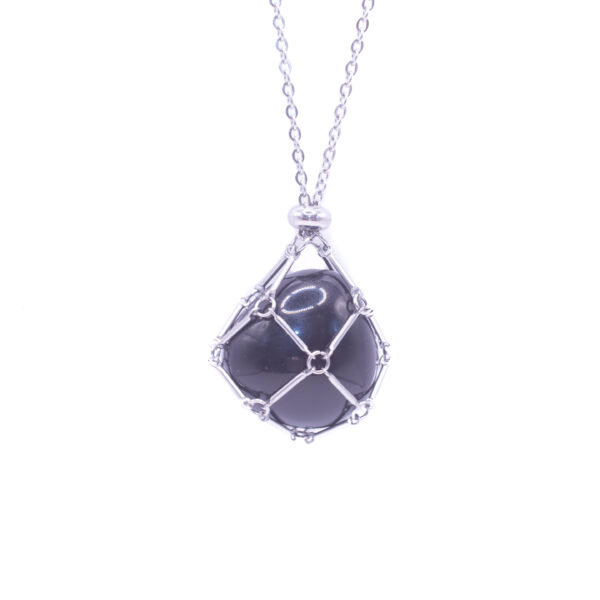 Collar Jaula de Piedra Natural con Cadena de Acero Inoxidable