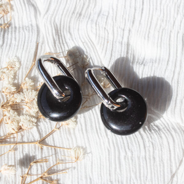 IMG_1651 AMICHI- Pendientes de Piedra Natural con Aro Plateado Ovalado