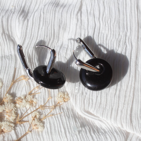 IMG_1660 AMICHI- Pendientes de Piedra Natural con Aro Plateado Ovalado