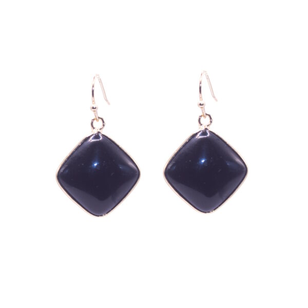 AMICHI- Pendientes de Piedra Natural Obsidiana con Gancho Dorado