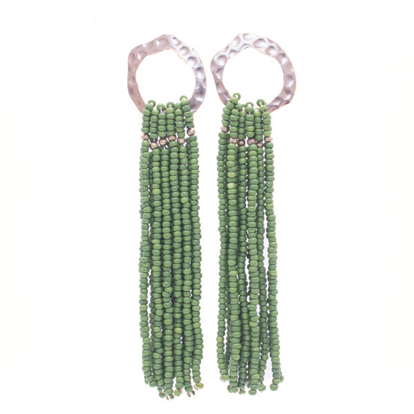 AMICHI- Pendientes Largos de Aro Dorado Mate para Mujer