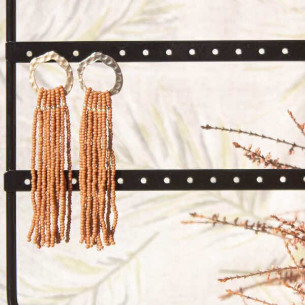 AMICHI- Pendientes Largos de Aro Dorado Mate para Mujer