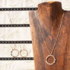 AMICHI- Conjunto de Pendientes y Collar con Piedra Natural Turmalina