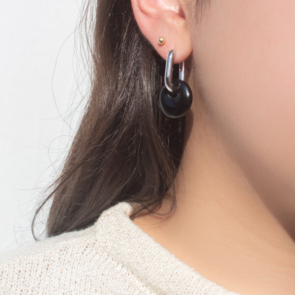 IMG_2597 AMICHI- Pendientes de Piedra Natural con Aro Plateado Ovalado