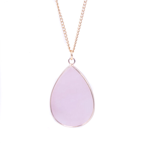 AMICHI- Collar con Piedra Natural en Forma de Gota de Agua y Cadena de Acero