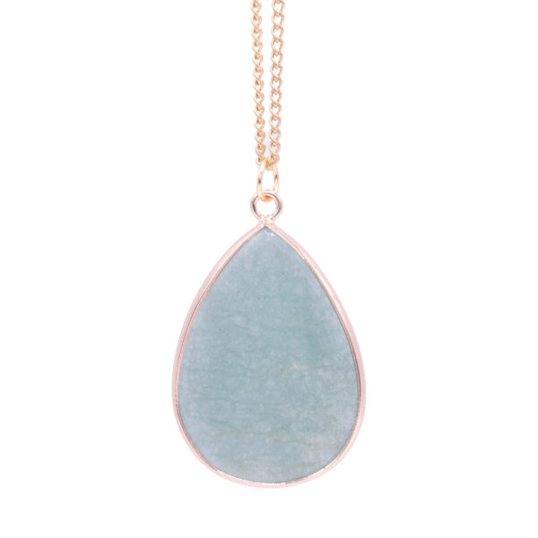 AMICHI- Collar con Piedra Natural en Forma de Gota de Agua y Cadena de Acero