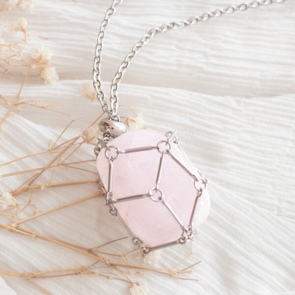 Collar Jaula de Piedra Natural con Cadena de Acero Inoxidable