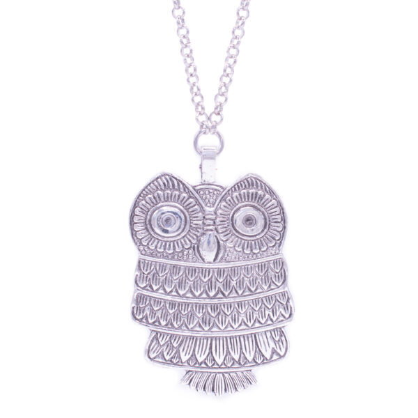Collar Mujer Búho Plata Tibetana con Cadena de Acero Inoxidable