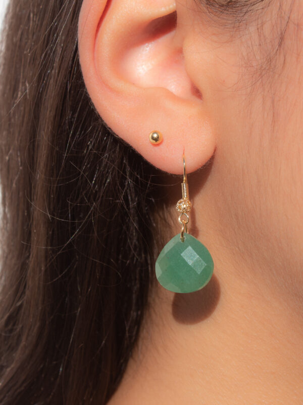 AMICHI- Pendientes Mujer Piedra Natural con Gancho Chapado en Oro 14K