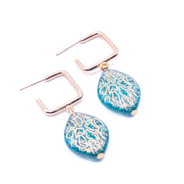 IMG_2917 Pendientes Cuadrados Verdes con Aro Dorado